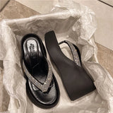 Water Drill High Heel Soft Base Not Tired People Cool Slippers High-End With Skirt Flashing Beach Clip