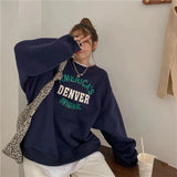 Vintage Round Neck Letter Embroidered SweatshirtOutfit