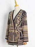 Zingj Small Suit 2024 New Fashion V-Neck Nail Bead Print Long Sleeve High-End Sense Suit Jacket