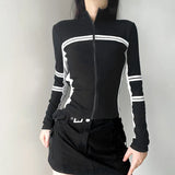 Vintage Striped Zip Up CardiganOutfit