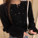 Zingj Autumn And Winter New French Sweet And Gentle Wind Design Sense Nail Drill Knitting Cardigan Sweater Female Minority Jacket-Outfit