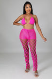Bikini Set Cover-ups for Women 2022 Summer Holiday Beach 2 Piece Set Halter Neck Crop Top Knitted Pants Matching