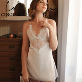 Sexy Nightdress Deep V Lace Sleepwear Women Lingerie Silk Satin nightie Nightgown Sleeveless Sling Nightwear Home
