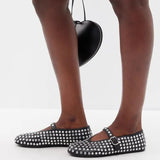 Drill Large-Size Water Drill Rivet Single Shoes Full Of Diamond Belt Buckle Round Head Flat Floor Comfortable Fashion Women's Singles