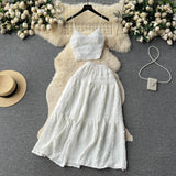 Zingj Reduction Suit Female Summer Outfit 2023 New Sling Jacket Short Style Versatile Big Swing Skirt Sweet Two Sets Of