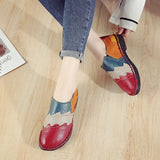 Zingj First Layer Cowhide Soft Soled Women's Shoes, National Style Color Leather Women's Singles Shoes, Beans Shoes, Middle-Aged Mother