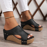 And Cool Slippers Popular Summer New Round Head Thick Bottom Roman Sandals Women Large Size Fish Mouth Loose Cake