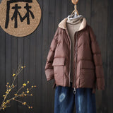 Autumn Winter Women Stand Collar Short Down Coat 90% White Duck Down Ultra Light Parkas Loose Zipper Windproof