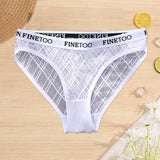 Lace Panties Women Sexy FINETOO Low Waist Underwear Women Mesh Hollow Out Briefs Female Underpants Geometric