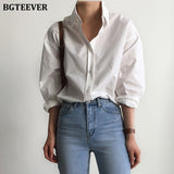 Office Ladies White Shirts Blouses Women Spring Turn-down Collar Single-breasted Long Sleeve Shirts Female Tops