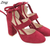 Zingj Women Pumps Plus Size 35-43 Women Heels Chaussures Femme Gladiator Summer High Heels For Party Wedding Shoes Women Thick Heels 211-1-Outfit