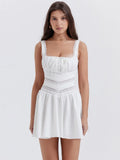 White Lace Patchwork Mini Dress-Outfit
