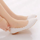 White Lace Flat Shoes Shallow Mouth Single Shoes Women Comfortable Pregnant Women Flats Casual Shoes Women Cotton