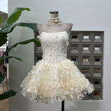 Romantic Sweet Name Of The Golden Party 穩蝩蝶蝶fish Bone Strapped Braped Dress With