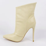 New Brand Women Boots Fashion Super High Heels Ankle Boots Faux Leather Spring Autumn Pointed Toe Boots Winter Calf