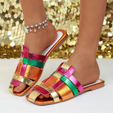 Hollow Flat-Bottomed Slippers Women's New External Wear Lazy Half-To-Storage Cold
