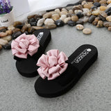women Bohemia Floral Beach Sandals Striped bow Slippers Flip Flops For Women Summer slippers 3CM High heel