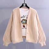 cardigan jacket women 2021 autumn and winter fashion temperament new Korean loose long-sleeved v-neck