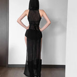 Summer Fashion Trend Women's New Solid Color Hooded Knitted Sexy Body Repair