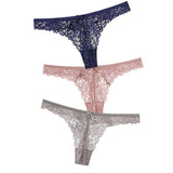 Sexy Lace Thong Low Waist Lace Transparent Panties Women Hollow out Breathable G String Briefs Bow Underwear
