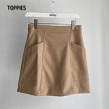 2021 New Women PU Jackets Fashion Female Streetwear Coat + Leather Skirt Office Lady A-line Short