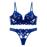 Sexy French Lace Embroidery Brassiere Lingerie Set Women's Underwear Set Push Up thin Bralette Deep V Bra and Panty