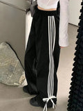 Black Striped Bow Cargo Pants- Outfit