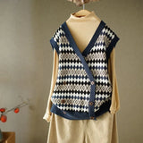 Spring and Autumn Fashion New Loose Sleeveless V-neck Knitted Vest Women's Casual Vest Western-style All-match