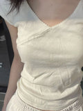 Slim T-Shirt Summer V Neck Streetwear Cotton Top 2023 Femme Sweet Cute Y2k Simple Tee Tops Woman