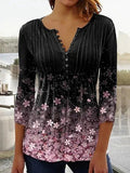 Wear Floral Printed V-neck Sleeve Pleated
