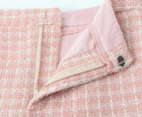 Pink Plaid Tweed Jacket And Shorts Set- Outfit