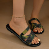 Zingj Slippers Female 2024 Summer New Camouflage Open Toe A Simple Outside Wear Casual Beach