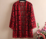 Lace Cardigan Embroidery Women Casual Vintage Jackets Mujer Coat Jaqueta Feminino Casaco De La Big Plus Size 2XL~4XL