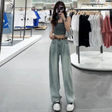 Thin Straight Jeans 2025 New Women's Summer Silk Pants Feel Small Ice Silk Wide Leg