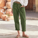 Casual Breasted Cotton Linen Loose