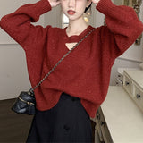Zingj Sense Inside The Bottom Of The 2024 Autumn / Winter New Sweater Jacket Female Gentle Wind Soft Waxy Sweater-Outfit