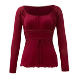 Red Long Sleeve Top with Lace