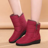 Zingj And Winter Middle Boots And Velvet Warm Waterproof Snow Boots Female Students Short Boots Mother Cotton Shoes-Outfit