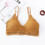 Cotton Hollow Out Bras For Women Underwear Solid Color Comfort Wireless Bra Lingerie Fashion Seamless Padded Bralette