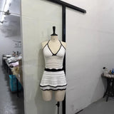 Knitted Skirt With Hips In The Summer Of 2025 New Personality Black Dot Knitted Tweed Long