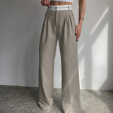 Zingj 2023 New Solid Color Fashion Show Thin Casual Pants Niche Design Sense Drag Floor Suit Pants-Outfit