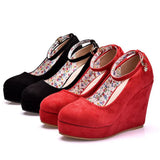 And South Korea Waterproof Table Slope Heel Single Shoe Buckle With Mary Janepo Single Shoes Spring And Autumn Single Shoes Women's Thick-Soled