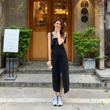 Jeans Summer Thin Denim Suspender Skirt Slit Slip Dress Korean Fashion Denim Pants Cotton Streetwear 2022 Pant for