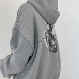 Vintage Moon Print Oversized Pullover HoodieOutfit