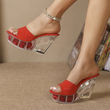 Zingj Fashion Korean Wedge 10CM Nightclub High Heels Flower Heel Women's Shoes Show Pole Dancing Shoes Crystal