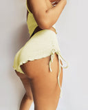 Summer Fashion Ladies Frill Hem Buttoned Crop Top & Drawstring Shorts Set Two Piece Outfits Sexy Home