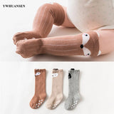 Pair 0 to 24M Cute Fox Baby Sock Non Slip With Grips Cotton Long Socks For Infant Girls Boys Newborn Knee High Socks