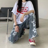 Emo Women Streetwear Oversized Star Pattern Straight Trousers Baggy Jeans Fairy Grunge Hip Hop Alt Denim Pants Male