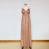 New Women's A Line Glitter Princess Dress Champagne Spaghetti Straps Long Maxi Dresses Sparkly Evening Party Dress