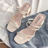 Fine Sandals Female Fairy Wind 2025 New Medium Heds Slippers Women Wear Coarse Heel With Women's